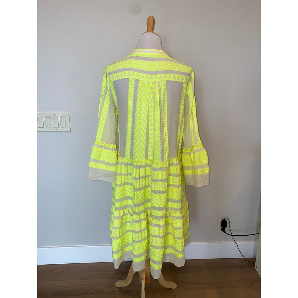 Anthropologie x DEVOTION TWINS ELLA DRESS Yellow Mini Flare Sleeve Size Medium - Picture 5 of 7